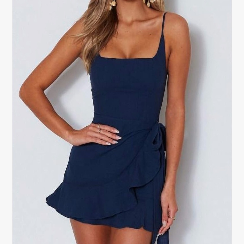 Elegant Navy Blue Women's Dress - Picture 2 of 5